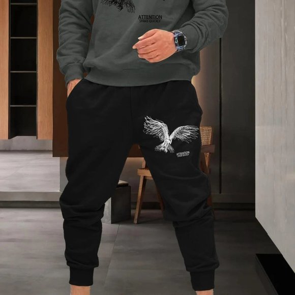 Grey And Black Mens Pullover & Drawstring Sweatpants - Picture 2 of 6